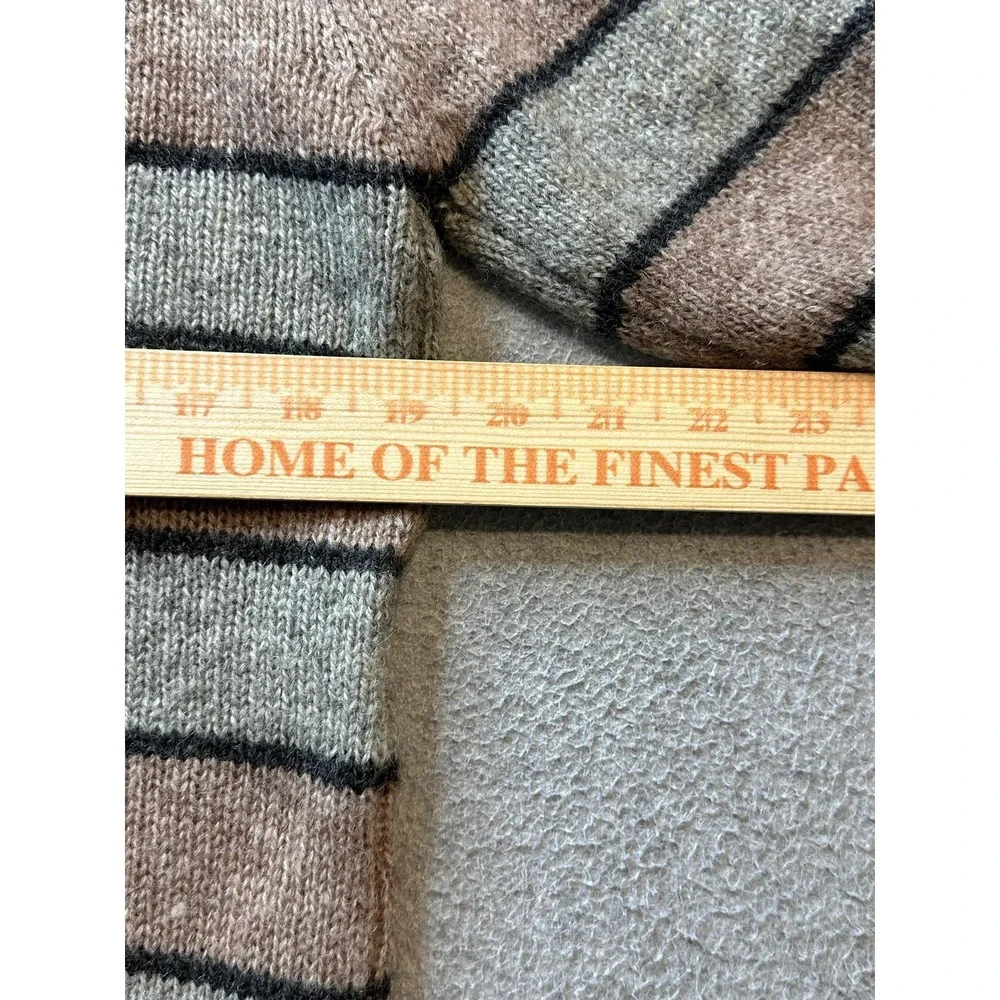 Vintage St. Edmonds Sweater Mens XL Shetland Wool Striped Geometric Tan Grey